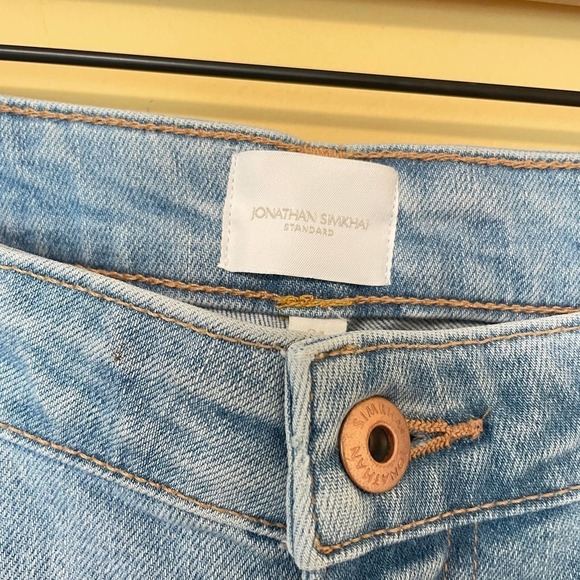 Jonathan Simkhai Standard River High Rise Fray Hem Jeans 31 12 Straight Light - Picture 8 of 10